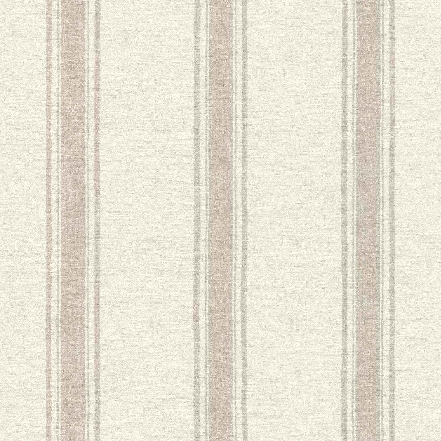 Rasch | Lirico | 555622 | Vliestapete | Streifenoptik | 0.53 x 10.05 m | Beige | Weiß