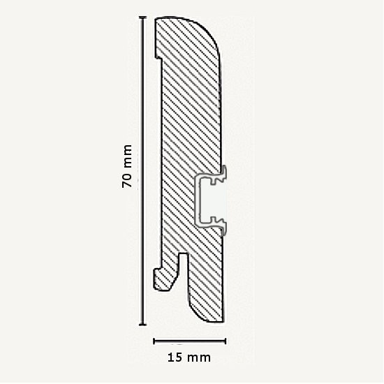 Querschnitt - Licht - Fußleisten / Licht - Sockelleisten "Erfurt" (Echtholzfurnier / 15.7.31L) - Echtholz weiß