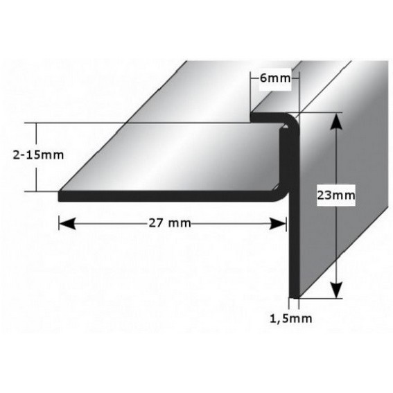 Einschubprofil "Claydon" mit Nase für Designbeläge, Einfasshöhen von 2 - 15 mm, Edelstahl matt, gebohrt (Default)